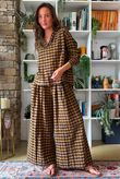 Bibi Gingham Frill Neck Shirt Ochre